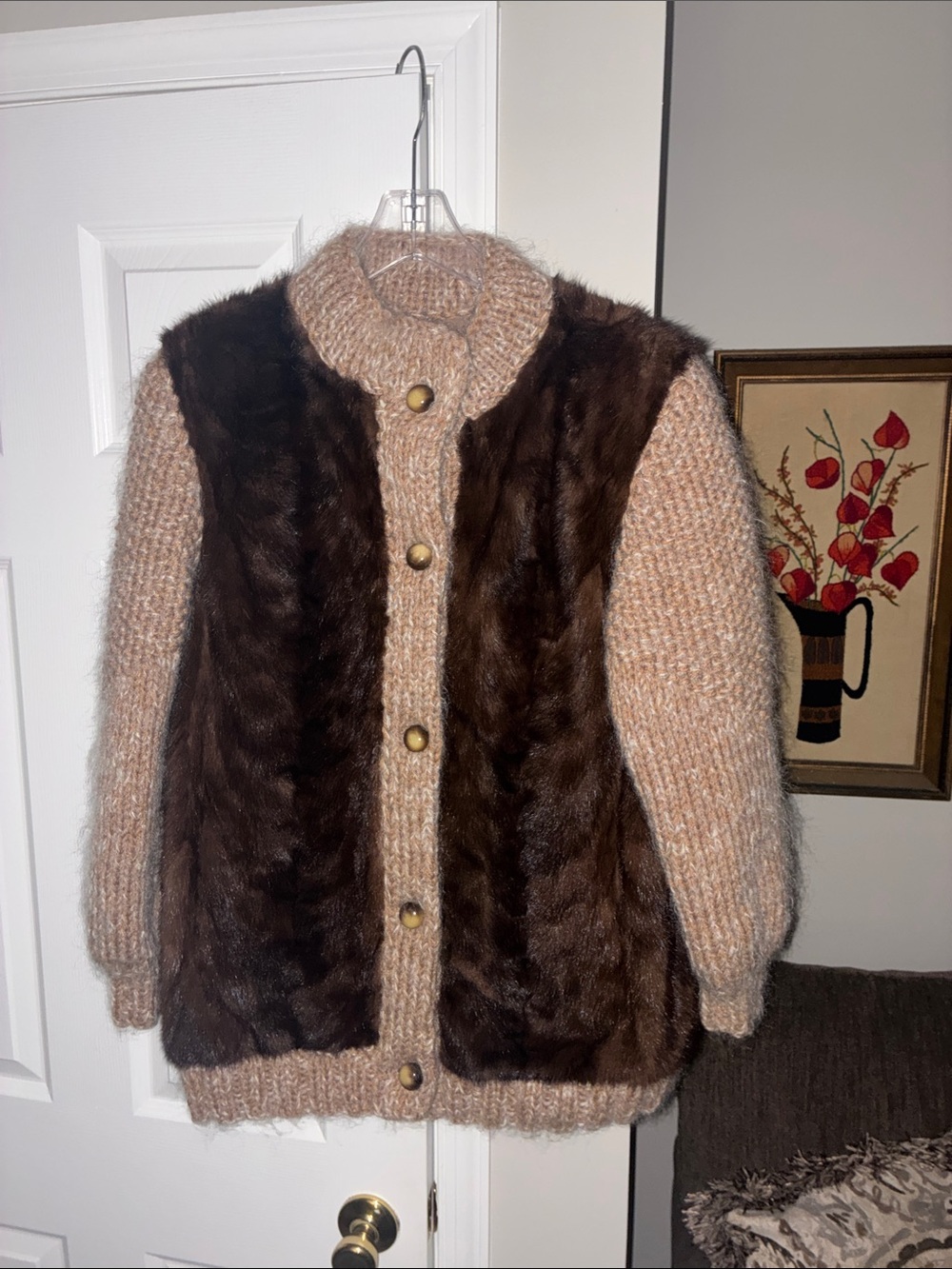 Vintage Mink and Wool Cardigan/Coat-Size Large Pristine Condition